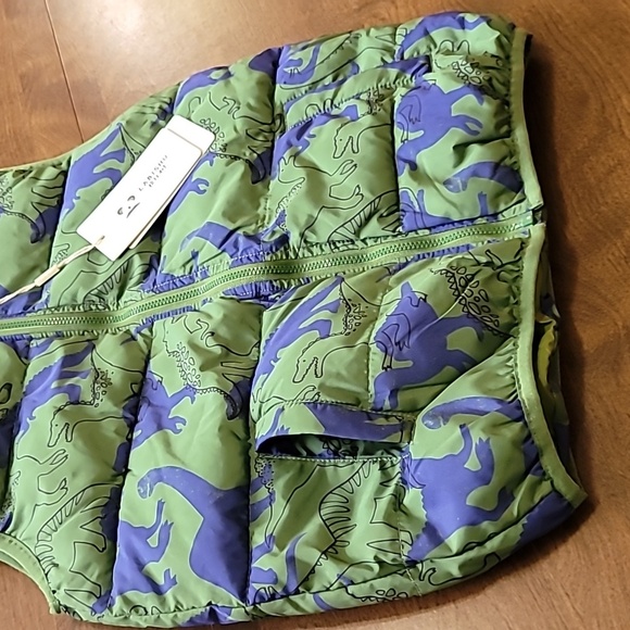 Children Puffer Vest Boys 6-7 years Green Dinosaur print Casual lightweight - Picture 2 of 11